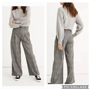 Madewell Pants Womens 12 Pleated Wide Leg Tartan Plaid High Rise Cropped J8622